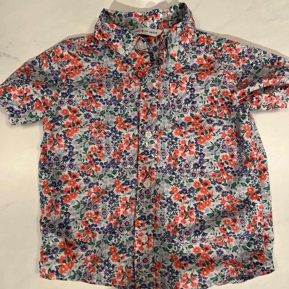 Janie and Jack Toddler Boy Floral Print Shirt
